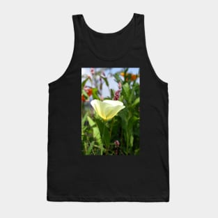 White Linen California Poppy Tank Top